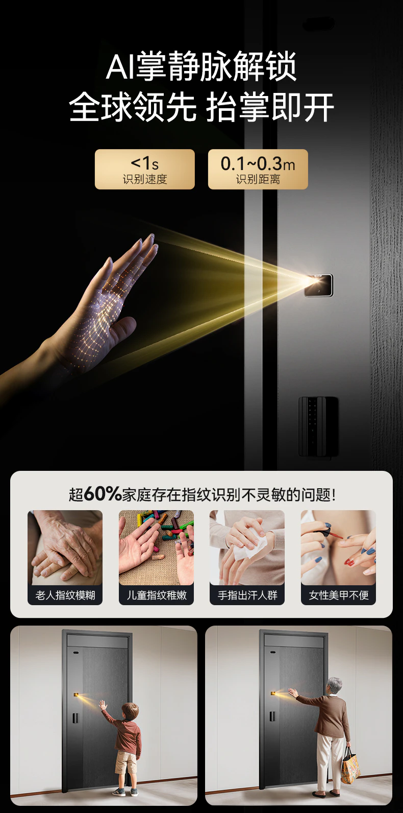 天能智能门M3plus︱Ai三摄监控 门锁一体