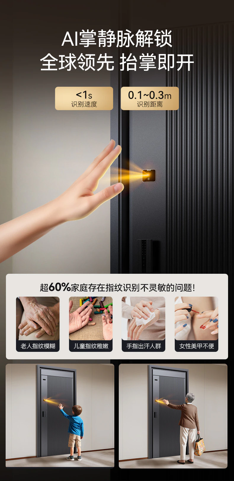 天能智能门M8plus升级版︱精雕铸铝 Ai三摄监控