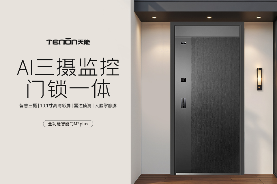 天能智能门M3plus︱Ai三摄监控 门锁一体